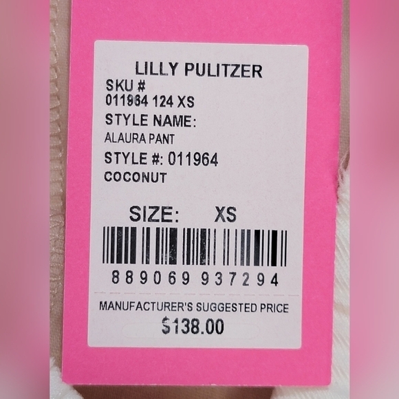 Lilly Pulitzer Women's XS Alaura Pant Coconut Mid Rise Twill Pull-on Pockets - Picture 11 of 11